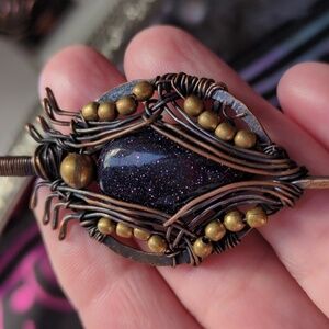 Handcrafted Wire Wrapped Pendant with Black Stone 🎈